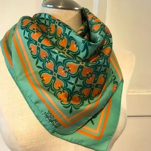Vintage’Yorn Boutique’ Scarf in Coral and Green, 1970s